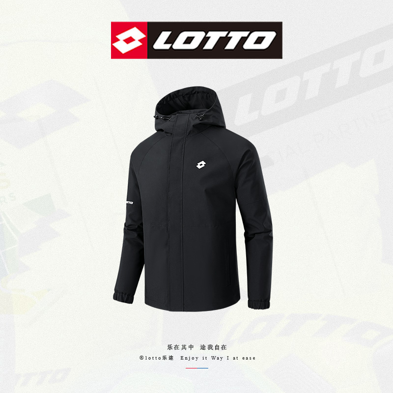 乐途运动外套男秋冬新款长袖防泼水防风男士学生梭织休闲连帽夹克