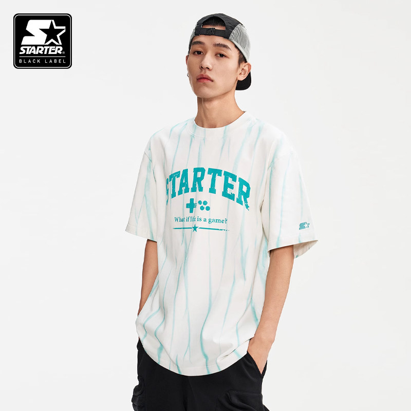 STARTER|T恤2024夏季新款圆领短袖情侣扎染宽松百搭美式纯棉上衣
