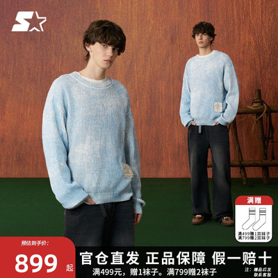 STARTER毛衣2025冬季新款纯棉复古做旧男套头卫衣女款毛织衫上衣