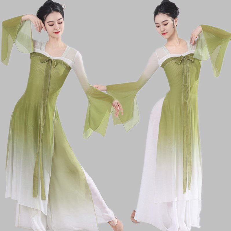 古典舞舞蹈服女飘逸身韵纱衣中国舞演出服长款古风齐胸汉唐舞蹈服