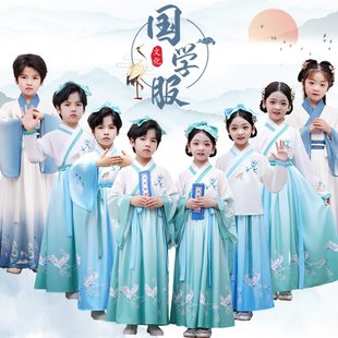 儿童书童国学汉服学生开笔礼集体活动服装运动会开幕式中国风服装