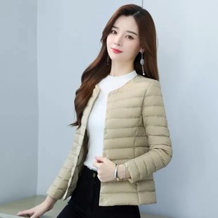 羽绒棉服女轻薄短款内穿小棉袄保暖校服无领内胆丝棉秋冬女士外套