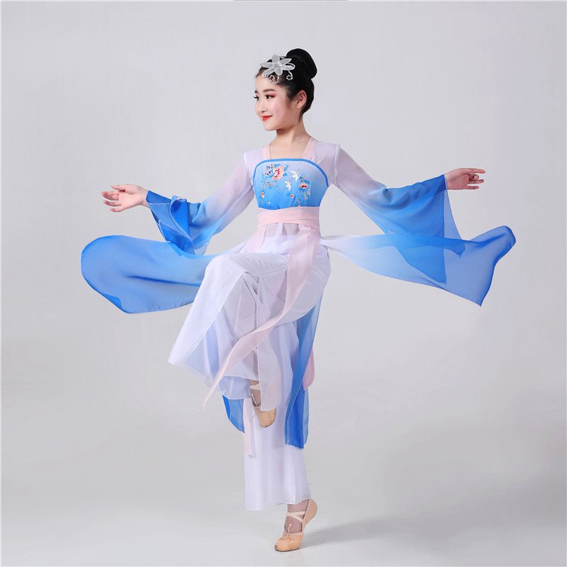 古典舞儿童演出服女童扇子舞民族秧歌舞蹈服装飘逸大童中国舞伞舞