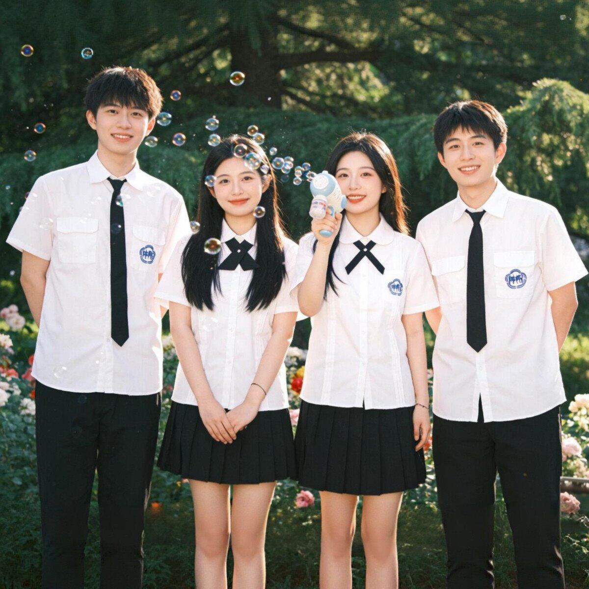 台师大附中校服风琴褶短袖白衬衫jk制服学院风运动会毕业班服套装