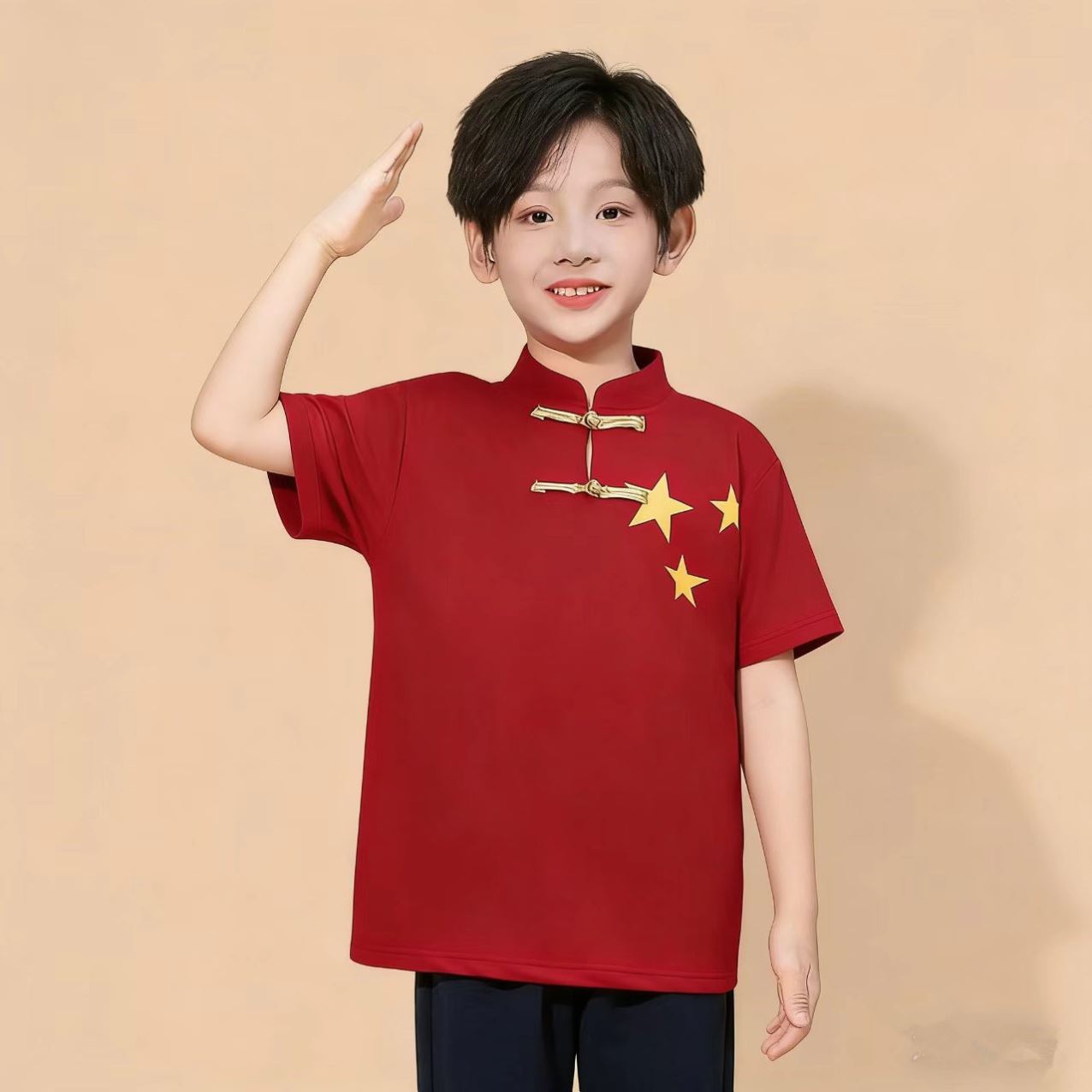 儿童爱国合唱演出服小学生运动会啦啦队幼儿园国风红歌朗诵表演服
