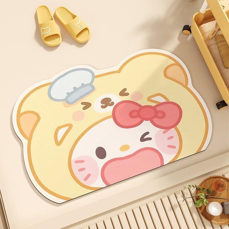 异形卡通可爱Kitty浴室地垫吸水防滑矽藻泥地垫厕所化妆室门口脚