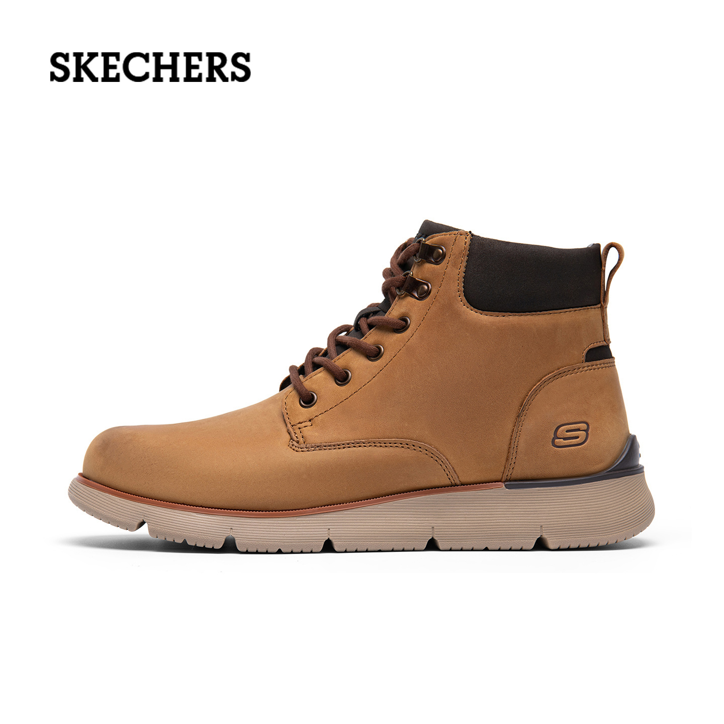 斯凯奇男鞋正品真皮马丁靴高帮工装靴2025新款秋季靴子男款短靴