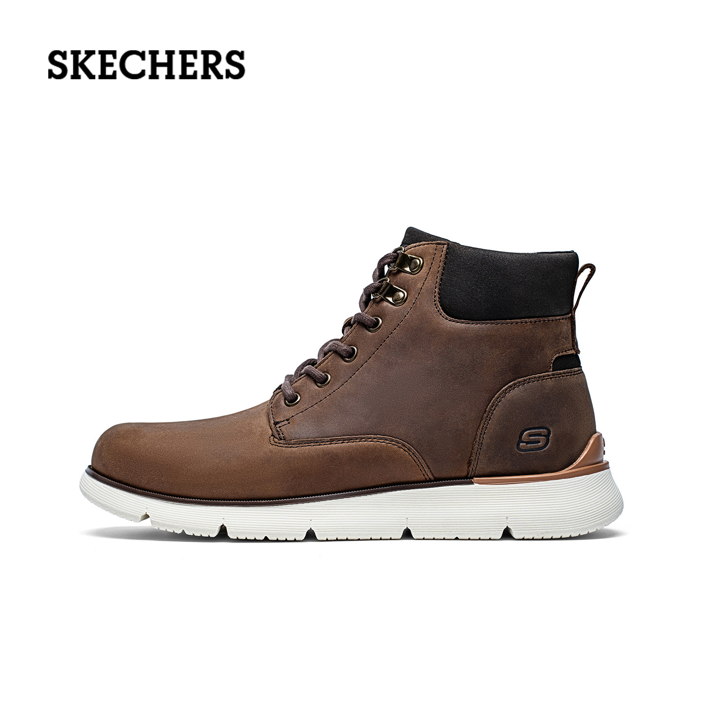 斯凯奇男鞋正品真皮马丁靴高帮工装靴2025新款秋季靴子男款短靴