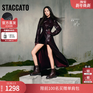 荒野玫瑰英伦马丁靴机车靴女短靴EGB38DZ5 思加图2025新款 胎牛皮