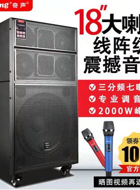 奇声18寸大型舞台专业线阵音响套装户外广场舞K歌演出级自带调音