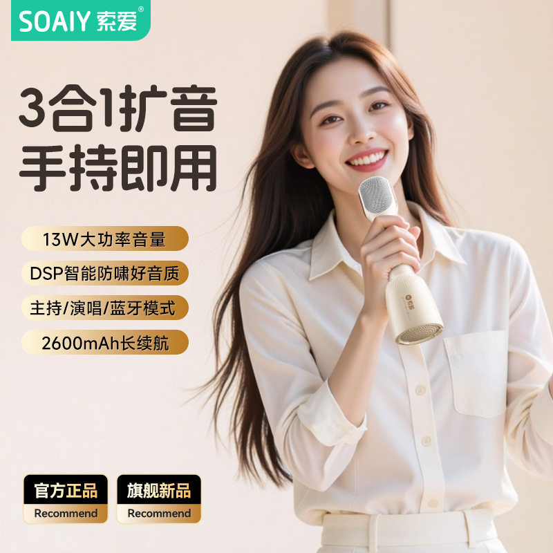 索爱SK10 无线蓝牙音箱手提便携式带麦克风话筒k歌家庭KTV音响