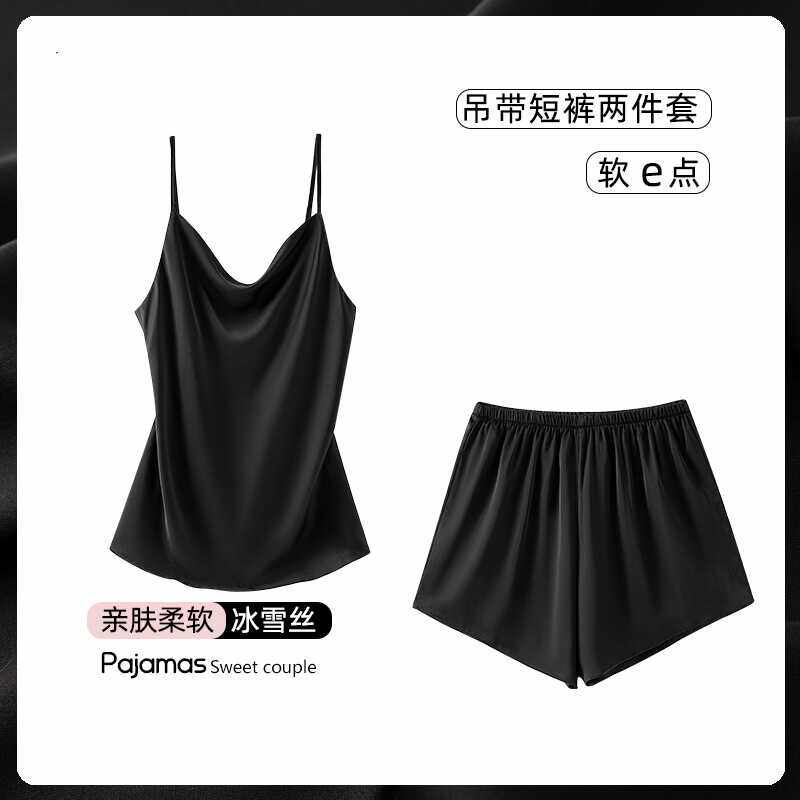 维多利亚性感冰丝绸睡衣女光面吊带背心短裤套装2024新款夏高级感