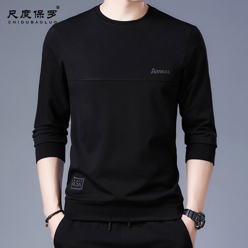 保罗长袖t恤男士圆领卫衣男薄款秋季上衣中年秋衣体恤打底衫男T桖