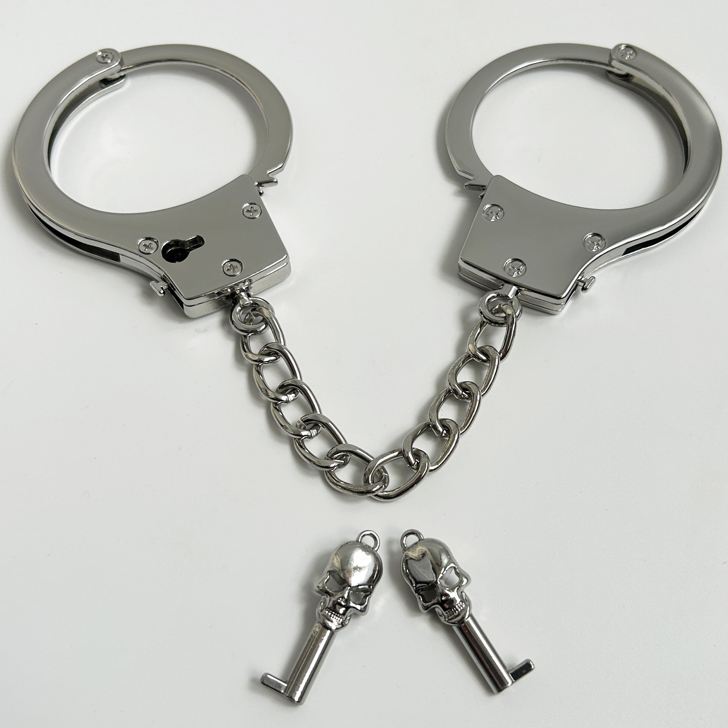 手铐玩具手镯手铐加厚不锈钢手拷玫瑰金脚铐影视道具铁手扣