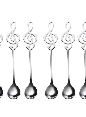 6 Pack Cute Teaspoons Stainless Steel Musical Notation Shape