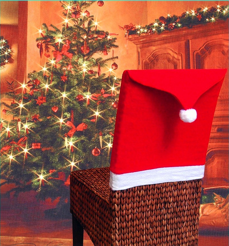 ibows 4/6pcs christmas chair covers santa claus hat christma
