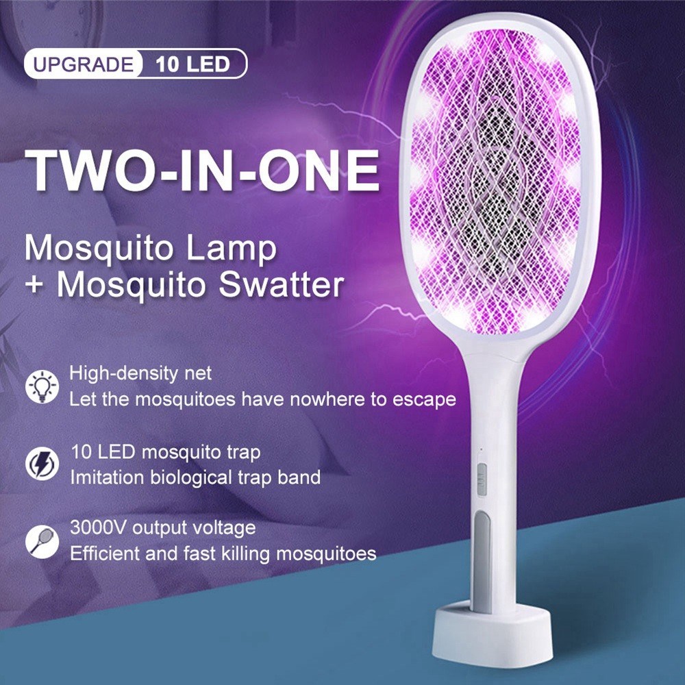 6/10 LED 2 in 1 Handheld Electric Killing Fly Bug Trap LED L