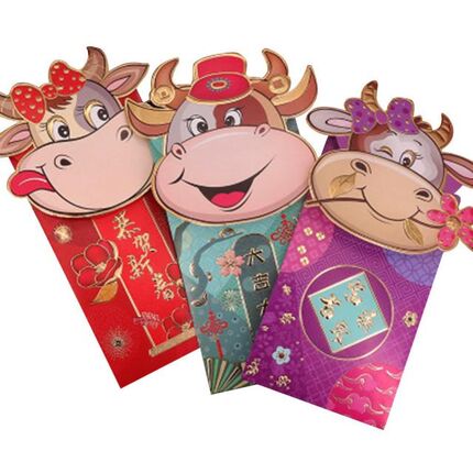 3pcs/set Cute Cartoon Cattle Spring Festival Red Envelope Be