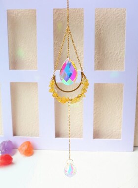 Crystal Windchimes Crystal Prisms Pendants  Handmade Sun Cat