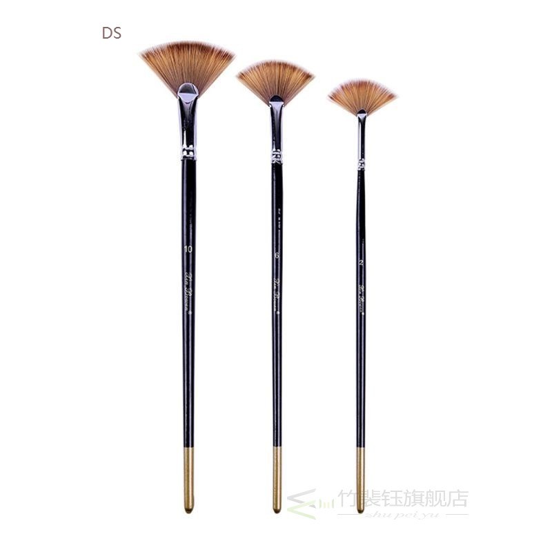 3 Fan-shaped Copper Tube Mixed Color Watercolor Brush Set Ar