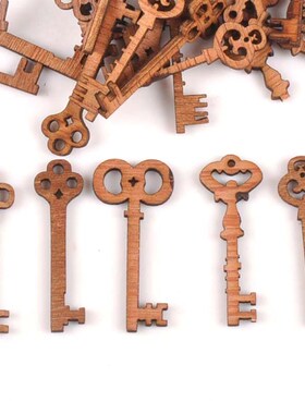 25Pcs Random Vintage Mixed Keys nfinished Wood Decoration Ha