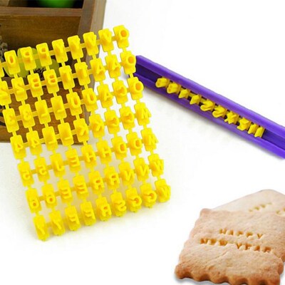 1 set Alphabet Letter Number Cookie Press Stamp Embosser Cut