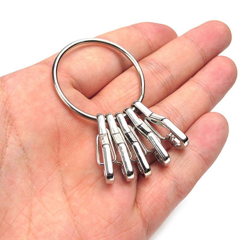 1PC Keyring with 5Pcs Spring Hook EDC Tool Keyring Set Quick