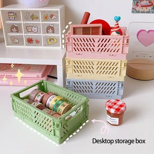 Crate Collapsible Storage Box Plastic Mini Folding Basket Ho