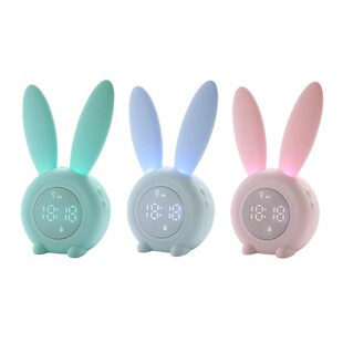 Cute Rabbit Table Clock Digital for Children Sleep Alarm Hou