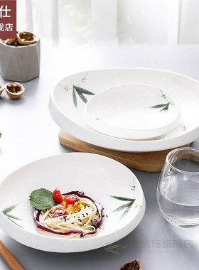 White irregular ceramic plate bone china dinnerware set kitc