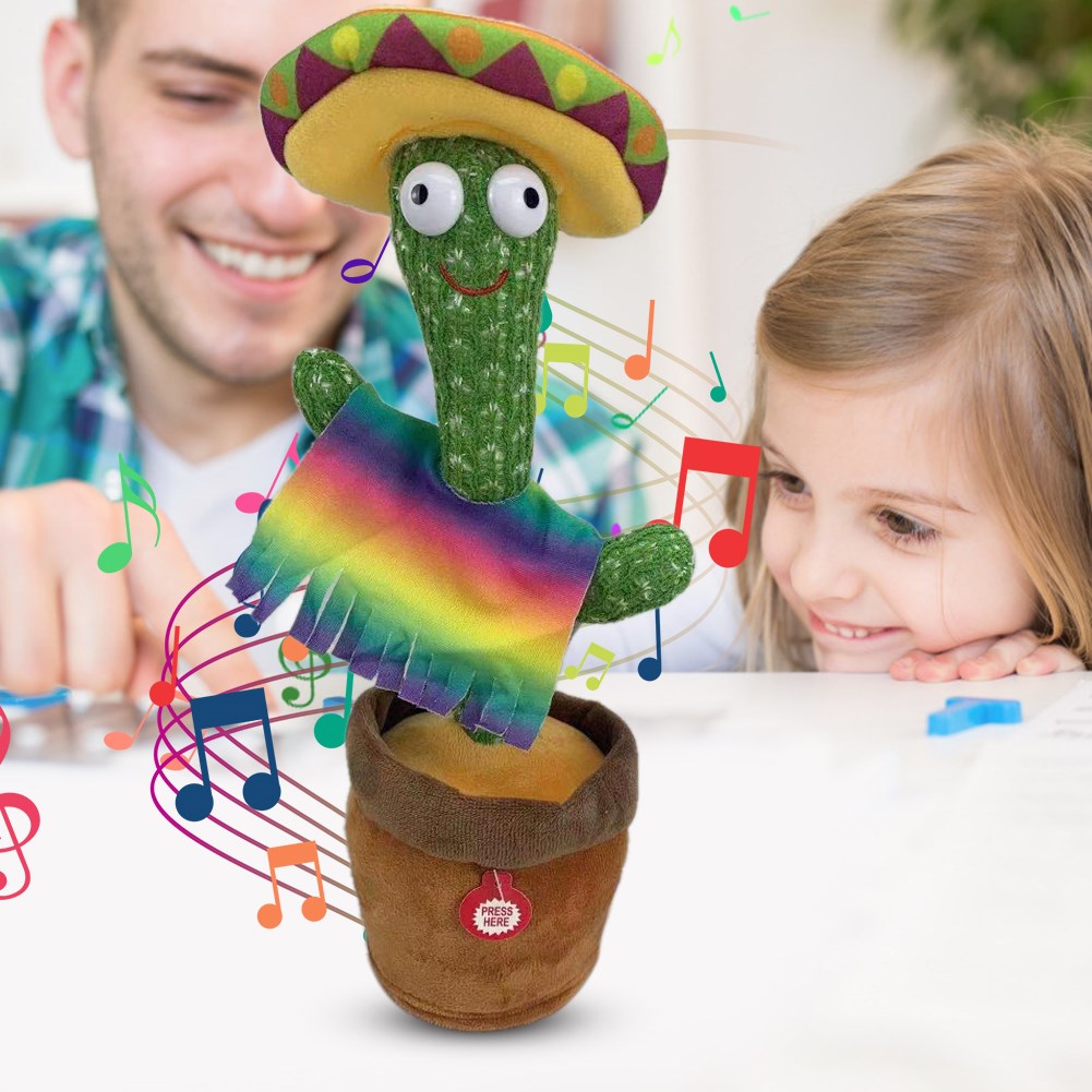 Dancing Cactus Electric Music Twisting Plush for Baby Kids A