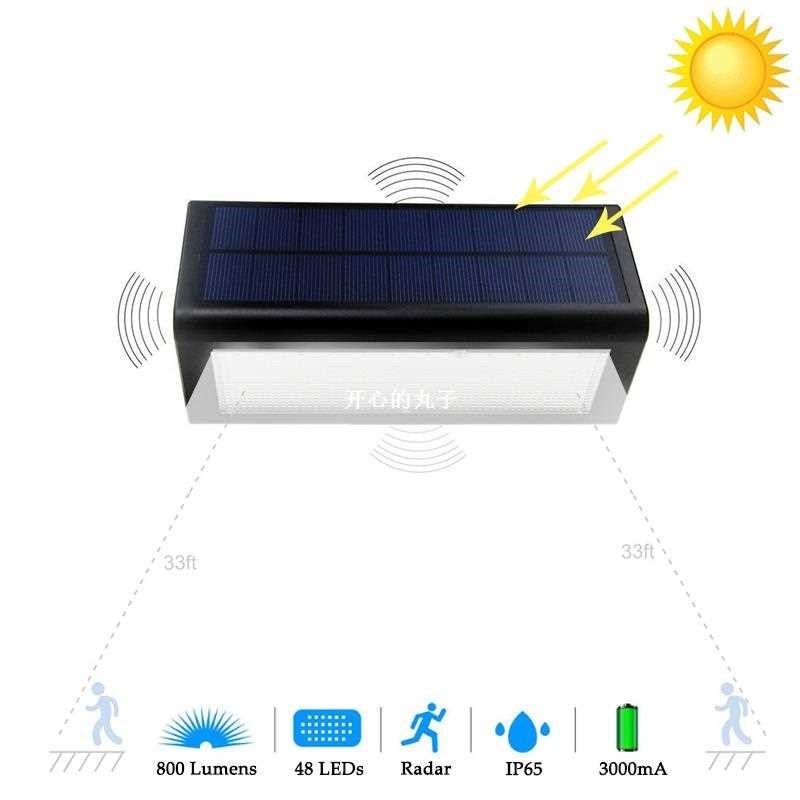 48 LED Radar Motion Sensor Solar Lamp Outdoor Garden Light S