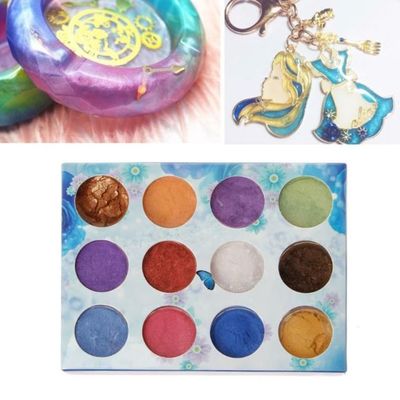 12 Box Slime Dye Powder Mica Pearl Pigment Colorants Soap Ca