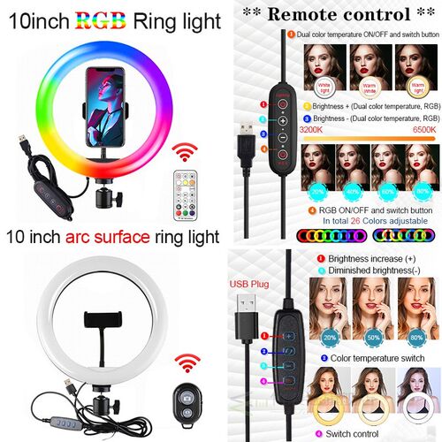 10 inch Led Ring Light Profissional Selfie Ringlight Makeup