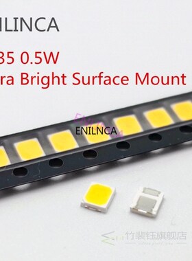 100pcs SMD LED 2835 White Chip 0.5 W 3V 6V 9V 18V 50-55LM Ul