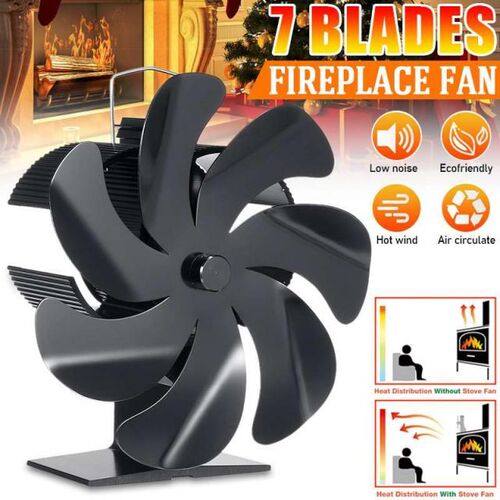 16x16.5CM Fireplace 7 Blades Heat Powered Stove Fan Log Wood