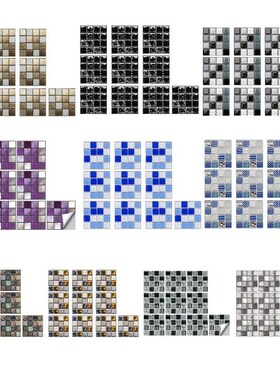 10-Sheet Flat Simulation Mosaic Tile Wall Sticker Transfers