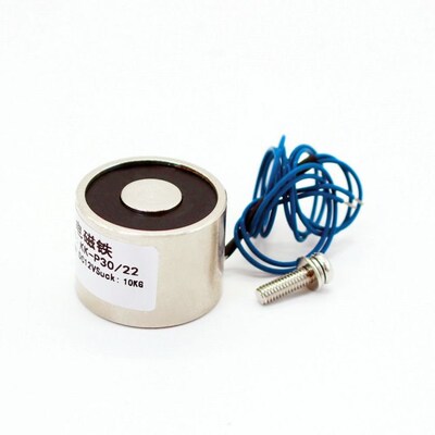 Small 30/22 DC 12V Cylinder Electromagnet Lifting 10KG 100N,