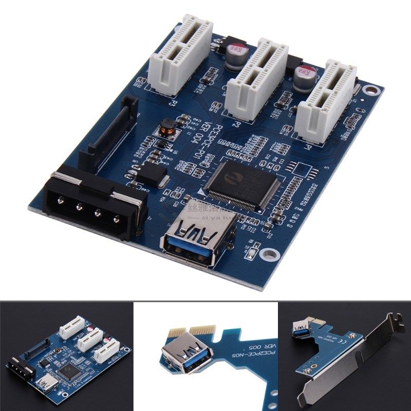 3 in 1 pci express pci e 1x slots riser card with usb 3.0 ca