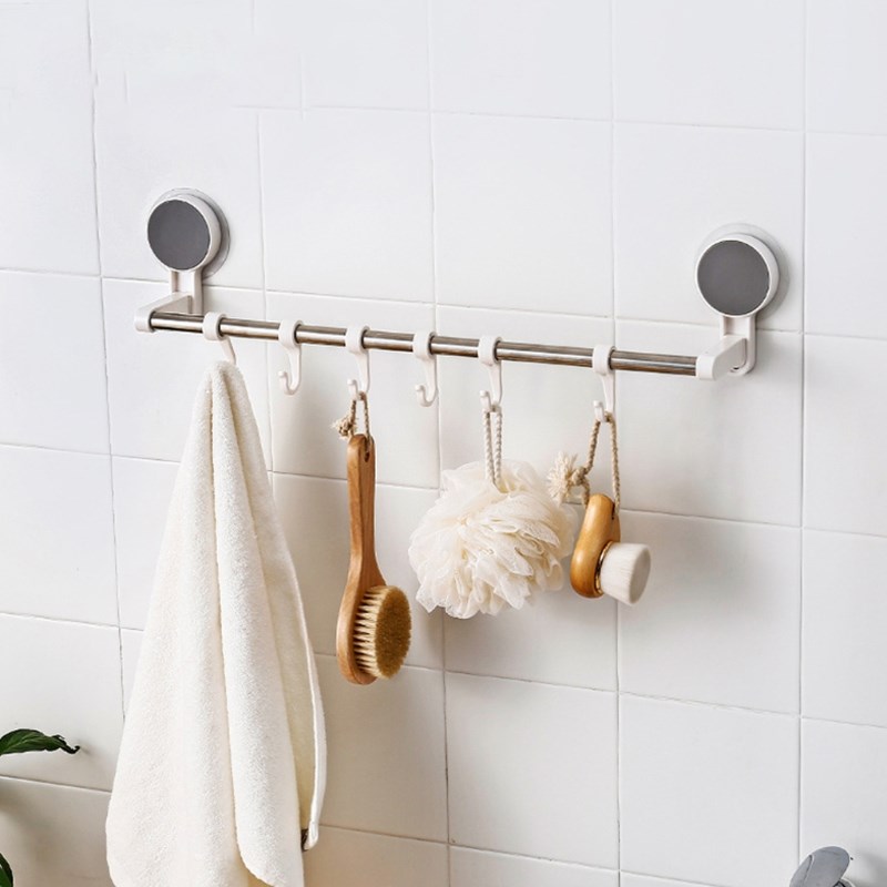Kitchen Utensil Holder Bathroom Towel Rack with 6 Movable Ho