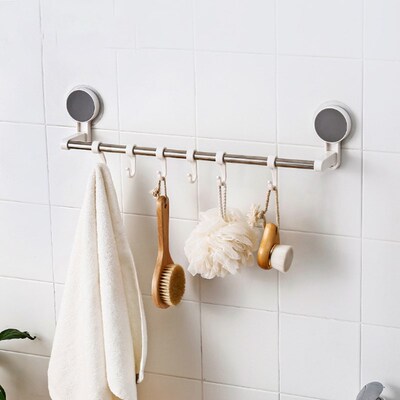 Kitchen Utensil Holder Bathroom Towel Rack with 6 Movable Ho