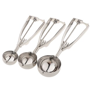 MagiDeal Set of 3 Cookie Scoop for Baking Stainless Steel Ic