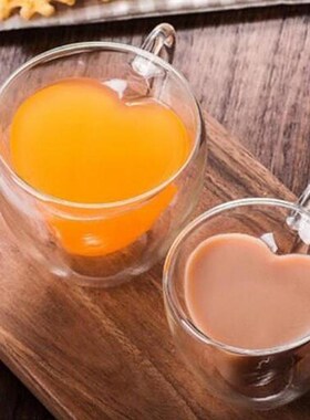 Double Wall Glass Tea Cup Heat Resistant Heart-Shaped Glass