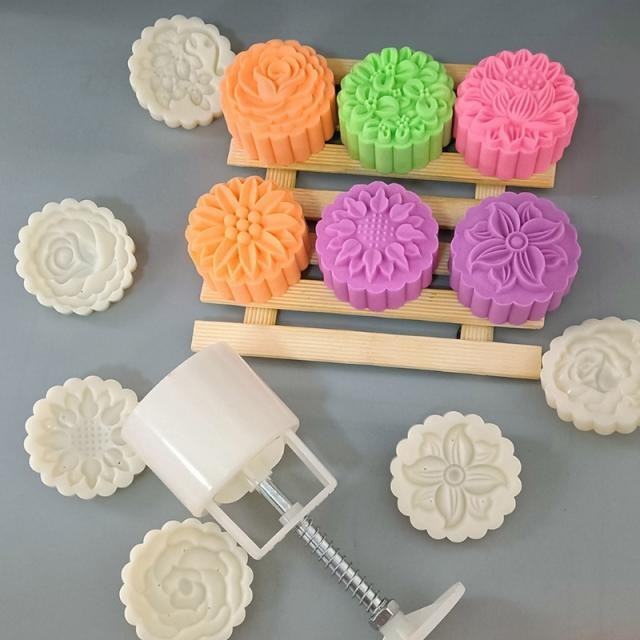 Plastic Mooncake Mold 75g Flower Stamp Cookie Cutter Mould D