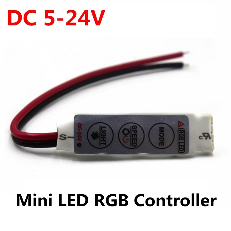 DC 5V-12V-24V 12A 3Keys Mini LED RGB Controller Dimmer Drive