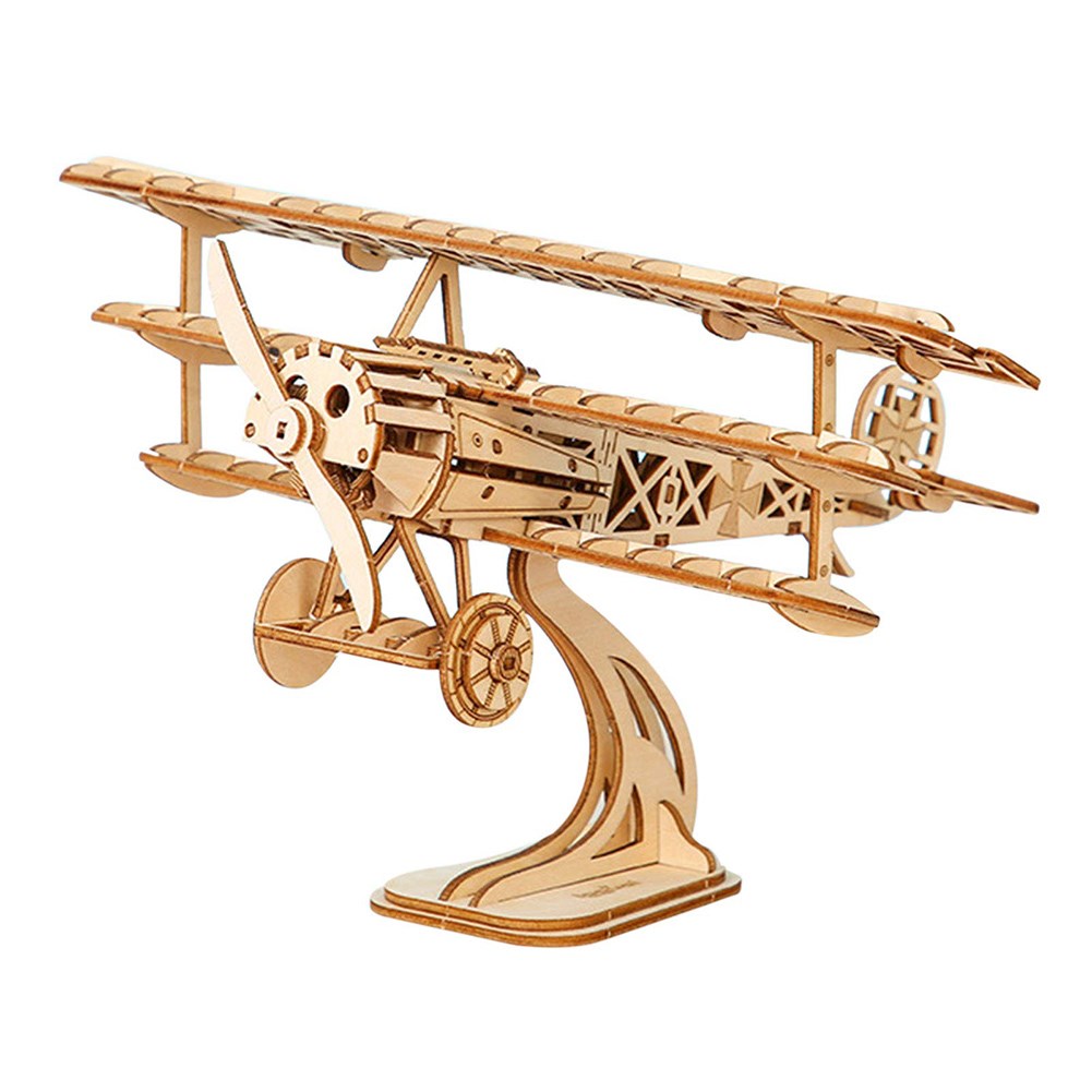 3D Wooden Puzzle 145pcs Wooden 3D Retro Airplane Jigsaw Mech