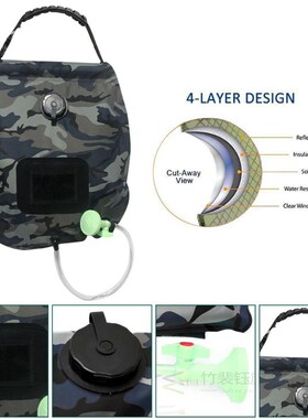Solar Shower Bag Camping Shower 5 Gallons/20L Solar Heating