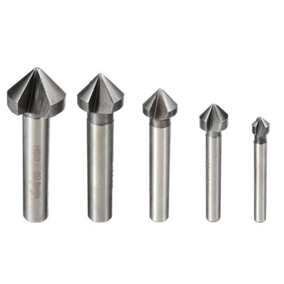 3 Flute 90 Degree Countersink Drill Bit Set Round Wood Steel