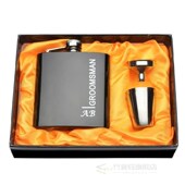 Customized Set Hip Engraved Black funnel 6oz Flask