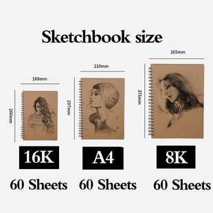 8K/16K/A4 60Sheets Sketchbook for Drawing Pad Book Watercolo